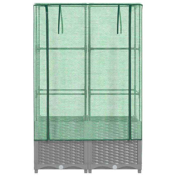 Strat înălțat cu husă de seră, aspect ratan, 80x40x138 cm - WALTI WALTI