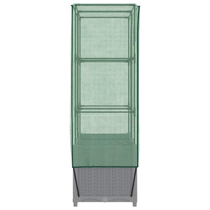 Strat înălțat cu husă de seră, aspect ratan, 80x40x138 cm - WALTI WALTI