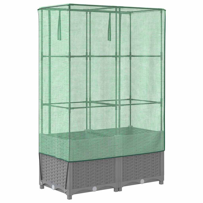 Strat înălțat cu husă de seră, aspect ratan, 80x40x138 cm - WALTI WALTI