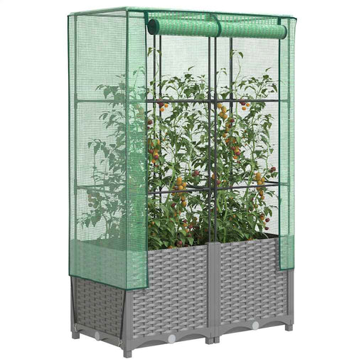 Strat înălțat cu husă de seră, aspect ratan, 80x40x138 cm - WALTI WALTI