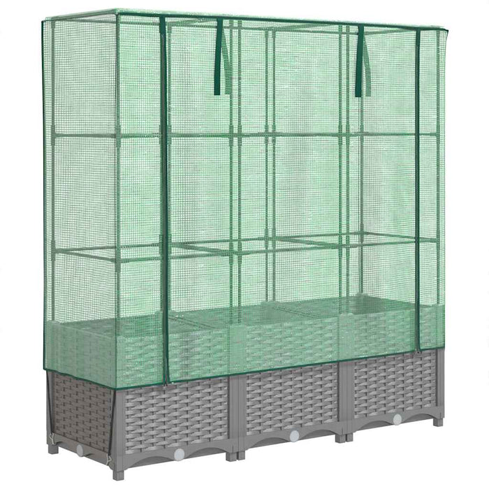 Strat înălțat cu husă de seră, aspect ratan, 120x40x138 cm - WALTI WALTI