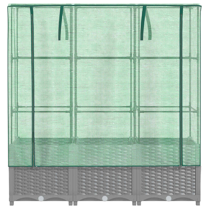 Strat înălțat cu husă de seră, aspect ratan, 120x40x138 cm - WALTI WALTI