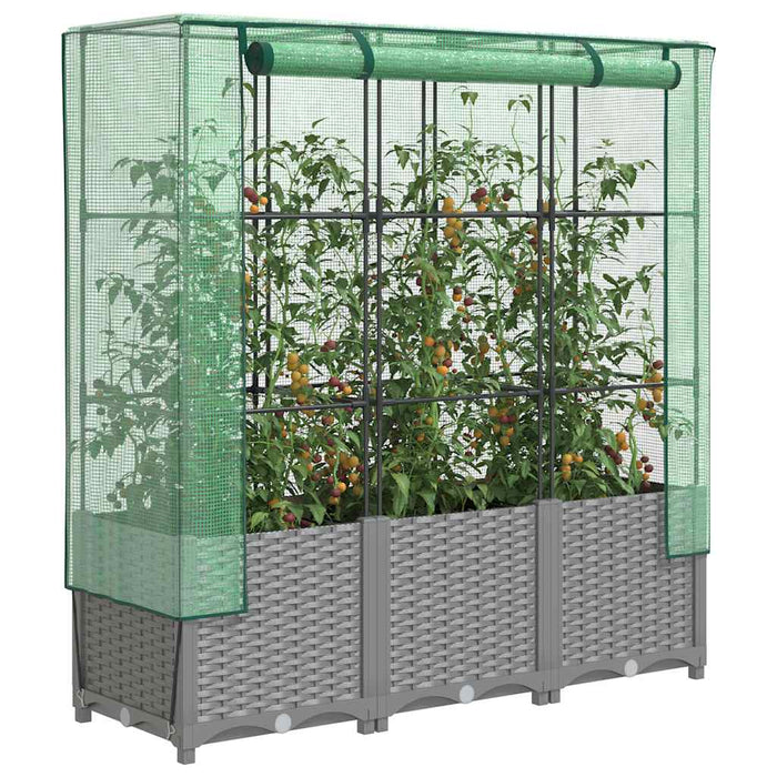 Strat înălțat cu husă de seră, aspect ratan, 120x40x138 cm - WALTI WALTI