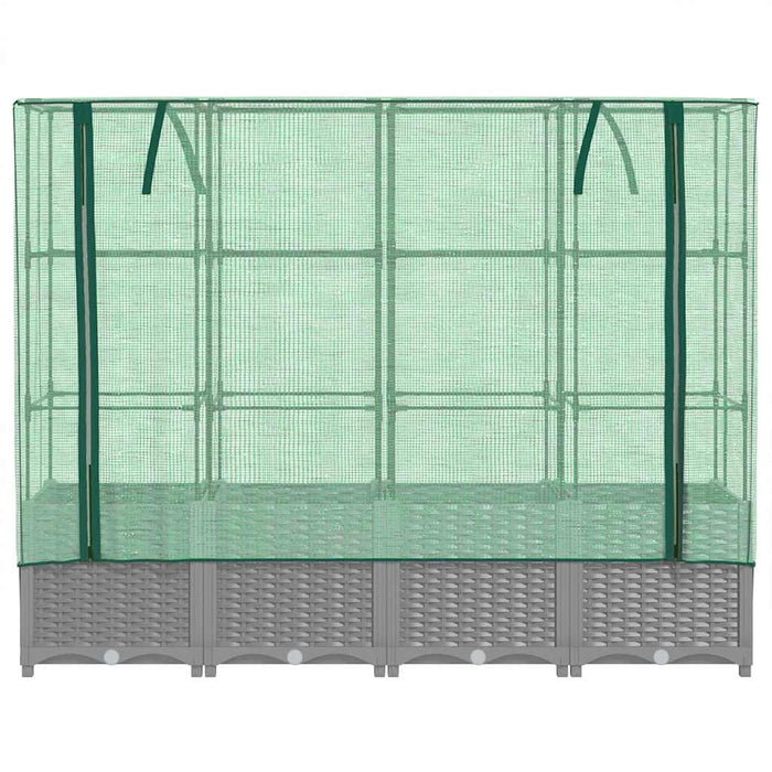 Strat înălțat cu husă de seră, aspect ratan, 160x40x138 cm - WALTI WALTI