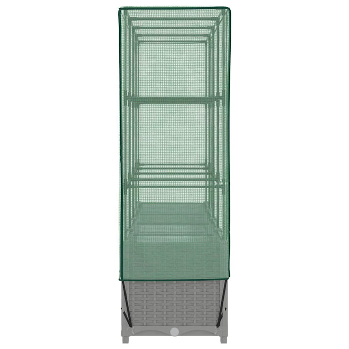 Strat înălțat cu husă de seră, aspect ratan, 160x40x138 cm - WALTI WALTI