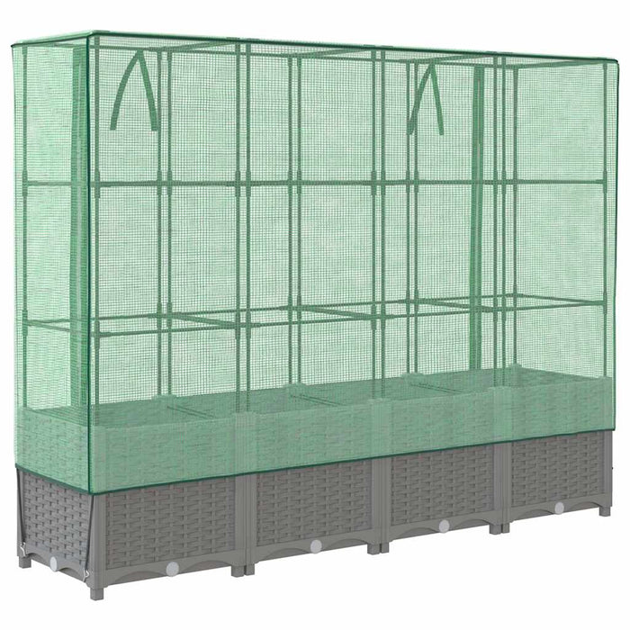 Strat înălțat cu husă de seră, aspect ratan, 160x40x138 cm - WALTI WALTI