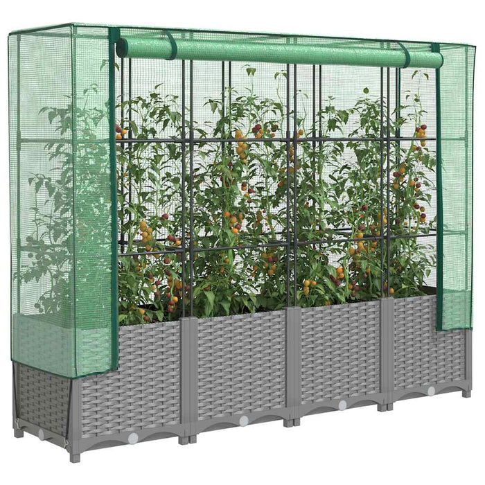 Strat înălțat cu husă de seră, aspect ratan, 160x40x138 cm - WALTI WALTI
