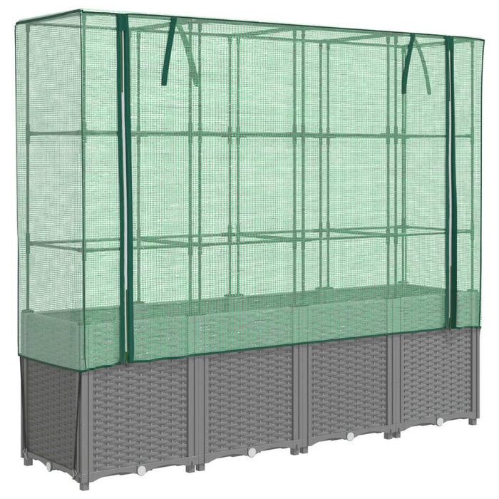 Strat înălțat cu husă de seră, aspect ratan, 160x40x153 cm - WALTI WALTI
