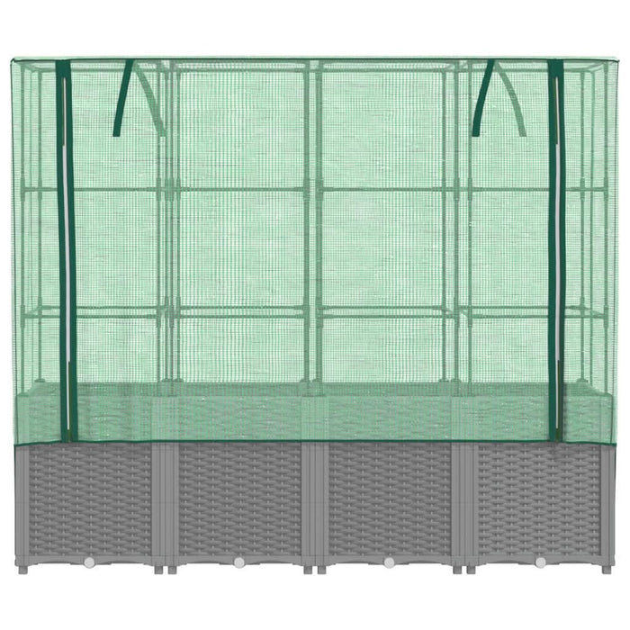 Strat înălțat cu husă de seră, aspect ratan, 160x40x153 cm - WALTI WALTI