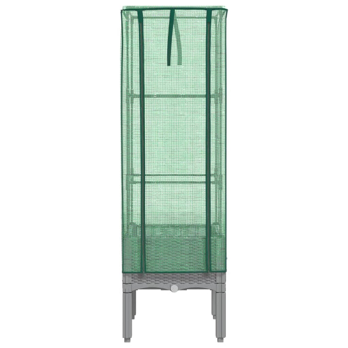 Strat înălțat cu husă de seră, aspect ratan, 40x40x140 cm - WALTI WALTI