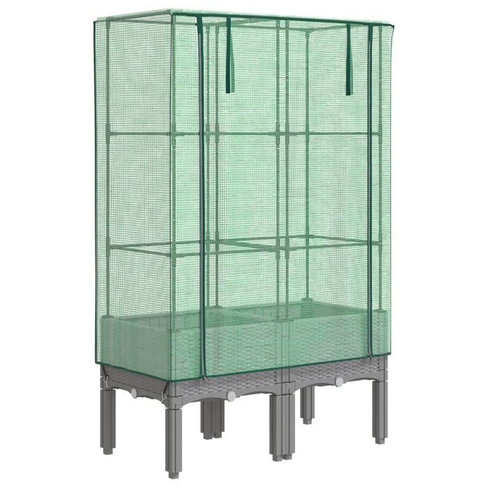 Strat înălțat cu husă de seră, aspect ratan, 80x40x140 cm - WALTI WALTI