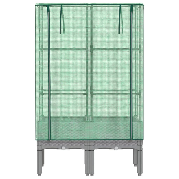 Strat înălțat cu husă de seră, aspect ratan, 80x40x140 cm - WALTI WALTI