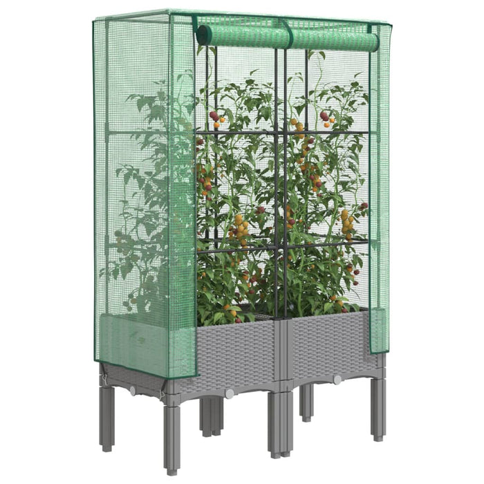 Strat înălțat cu husă de seră, aspect ratan, 80x40x140 cm - WALTI WALTI