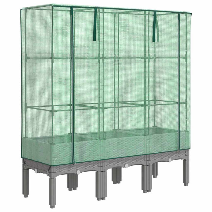 Strat înălțat cu husă de seră, aspect ratan, 120x40x140 cm - WALTI WALTI