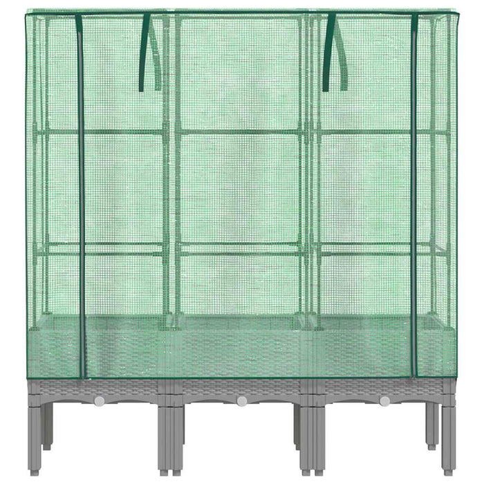 Strat înălțat cu husă de seră, aspect ratan, 120x40x140 cm - WALTI WALTI