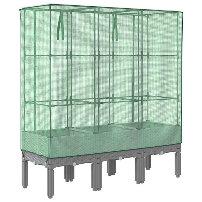 Strat înălțat cu husă de seră, aspect ratan, 120x40x140 cm - WALTI WALTI