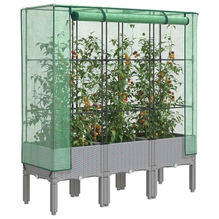 Strat înălțat cu husă de seră, aspect ratan, 120x40x140 cm - WALTI WALTI