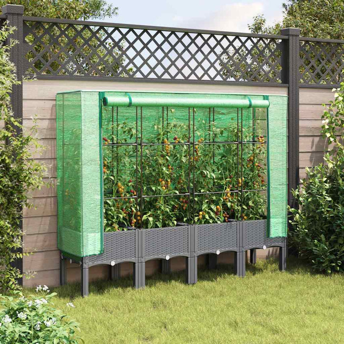 Strat înălțat cu husă de seră, aspect ratan, 160x40x140 cm - WALTI WALTI