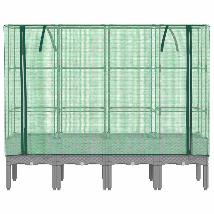 Strat înălțat cu husă de seră, aspect ratan, 160x40x140 cm - WALTI WALTI