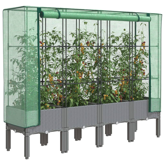 Strat înălțat cu husă de seră, aspect ratan, 160x40x140 cm - WALTI WALTI