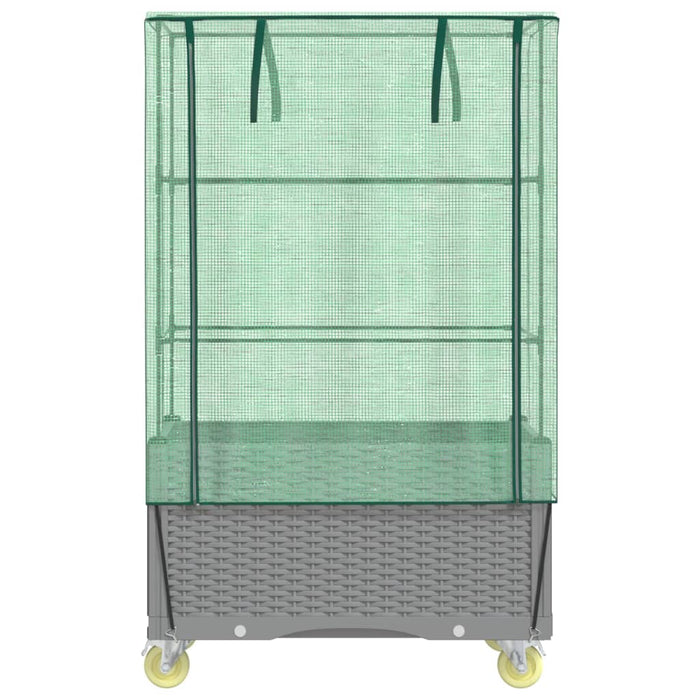 Strat înălțat cu husă și roți, aspect ratan, 80x50x182 cm - WALTI WALTI