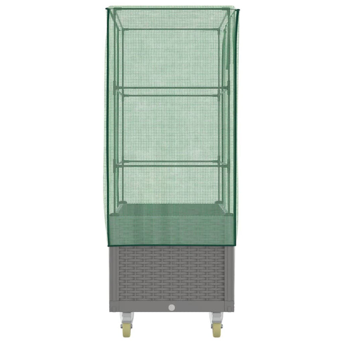 Strat înălțat cu husă și roți, aspect ratan, 80x50x182 cm - WALTI WALTI