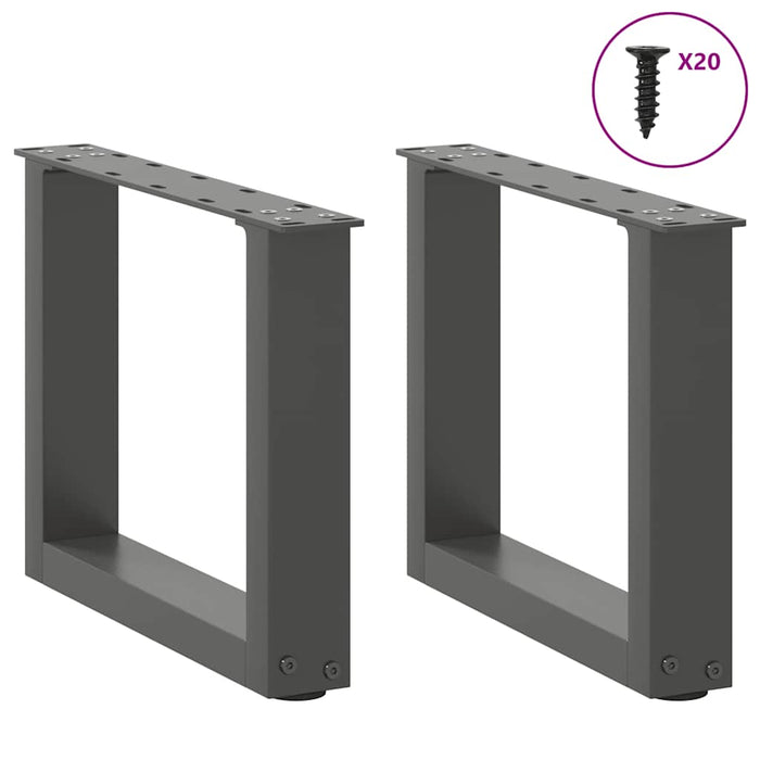 Picioare pentru măsuță de cafea în formă de U, 2 buc., antracit, 40x(30-31) cm, oțel - WALTI WALTI
