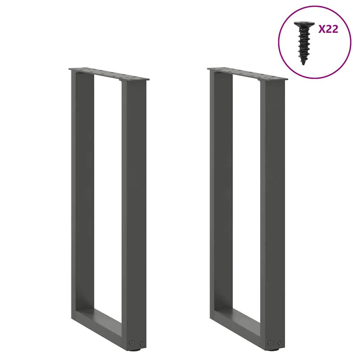 Picioare de masă consolă în formă de U, 2 buc., antracit, 38x(72-73) cm, oțel WALTI
