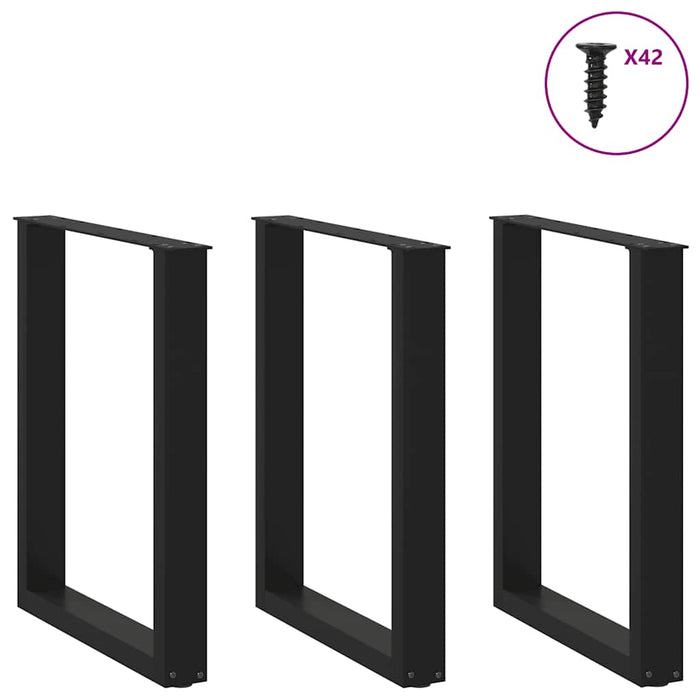 Picioare de masă în formă de U, 3 buc., negru, 70x(72-73) cm, oțel WALTI