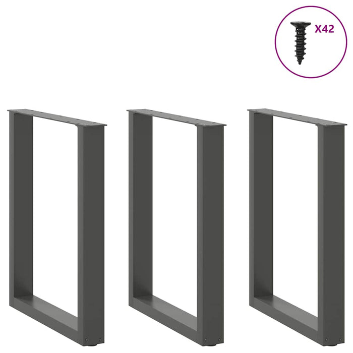 Picioare de masă în formă de U, 3 buc., antracit, 70x(72-73) cm, oțel WALTI