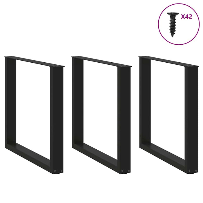 Picioare de masă în formă de U, 3 buc., negru, 80x(72-73) cm, oțel WALTI