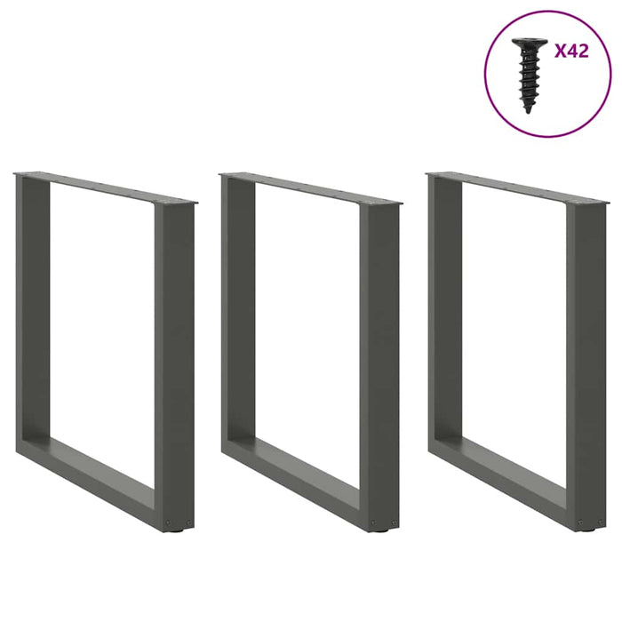 Picioare de masă în formă de U, 3 buc., antracit, 80x(72-73) cm, oțel WALTI