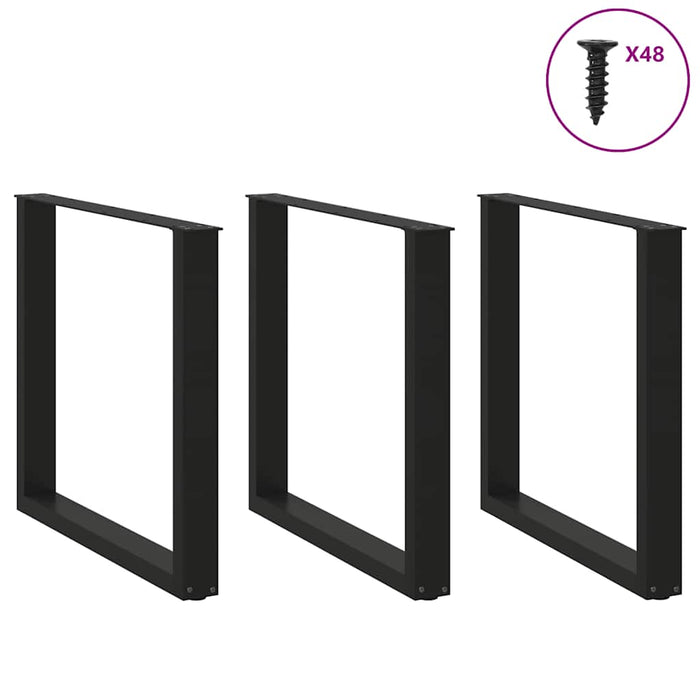 Picioare de masă în formă de U, 3 buc., negru, 90x(72-73) cm, oțel WALTI