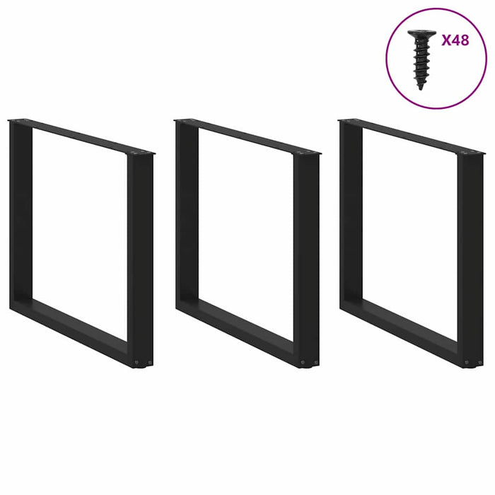 Picioare de masă în formă de U, 3 buc., negru, 100x(72-73) cm, oțel WALTI