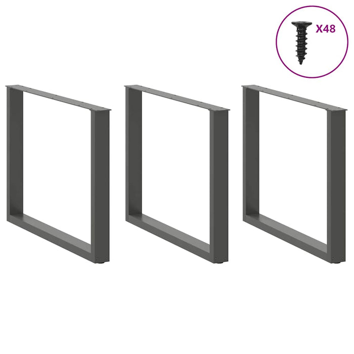 Picioare de masă în formă de U, 3 buc., antracit, 100x(72-73) cm, oțel WALTI