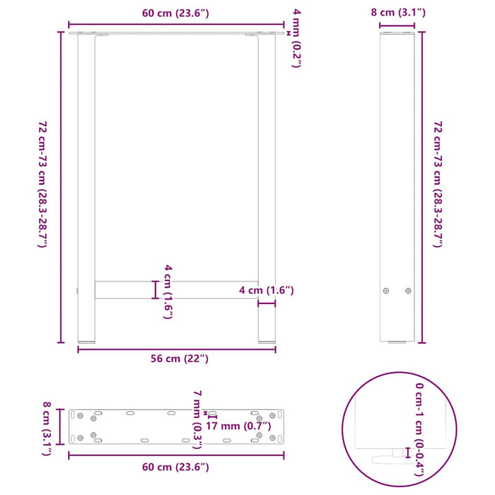 Picioare măsuță de cafea alb 2 buc 60x(72-73) cm Oțel - WALTI WALTI