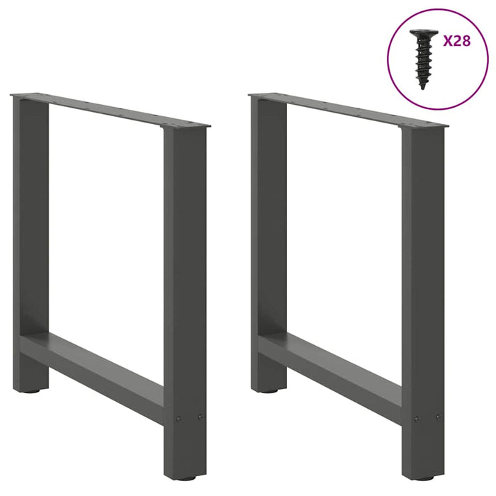 Picioare masă de sufragerie antracit, 2 buc., 70x(72-73) cm, oțel WALTI