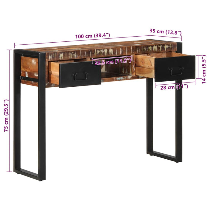 Consolă multicoloră 100x35x75 cm lemn masiv recuperat - WALTI WALTI
