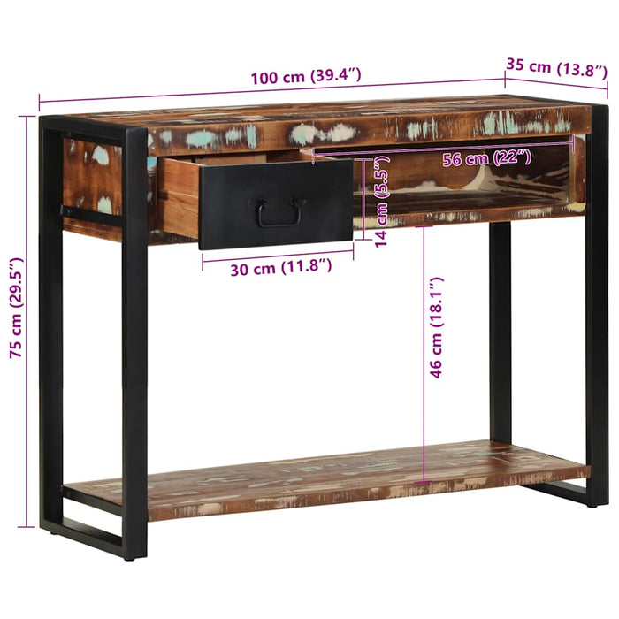 Consolă multicoloră 100x35x75 cm lemn masiv recuperat - WALTI WALTI