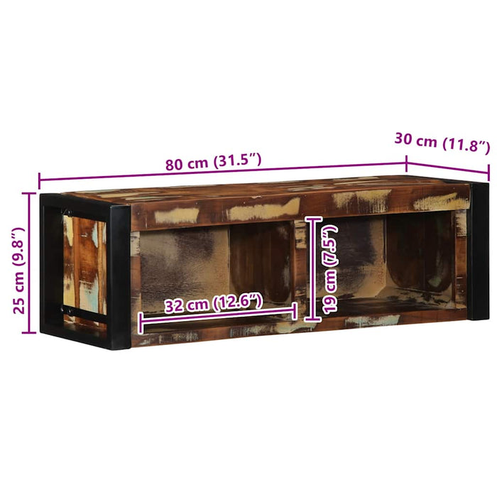 Dulap TV multicolor 80x30x25 cm lemn masiv recuperat - WALTI WALTI