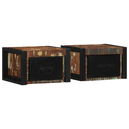 Noptiere 2 buc multicolore 40x35x25 cm lemn masiv recuperat - WALTI WALTI