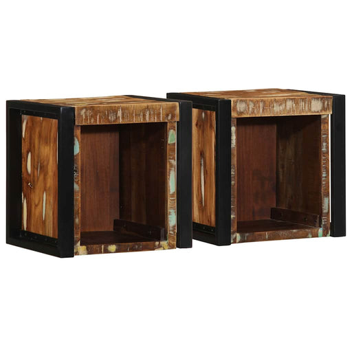 Noptiere 2 buc multicolore 40x35x40 cm lemn masiv recuperat - WALTI WALTI