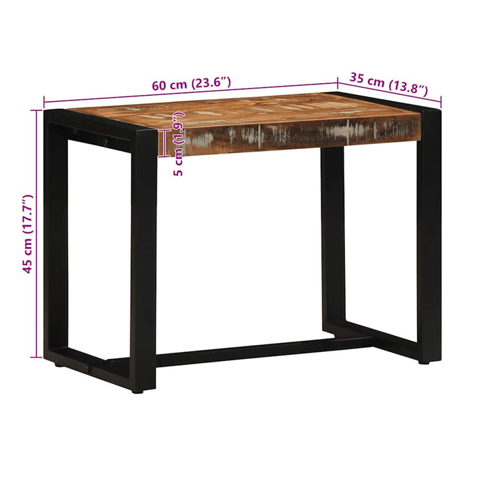 Bancă multicoloră 60x35x45 cm, lemn masiv recuperat - WALTI WALTI