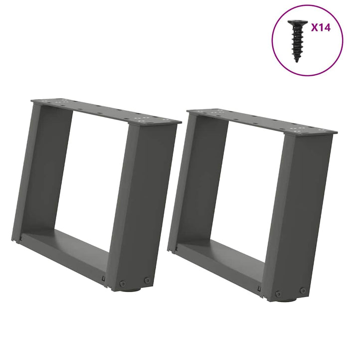 Picioare pentru măsuță de cafea în formă de U, 2 buc., antracit, 40x(30-31) cm, oțel - WALTI WALTI