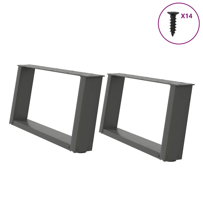 Picioare pentru măsuță de cafea în formă de U, 2 buc., antracit, 70x(30-31) cm, oțel WALTI