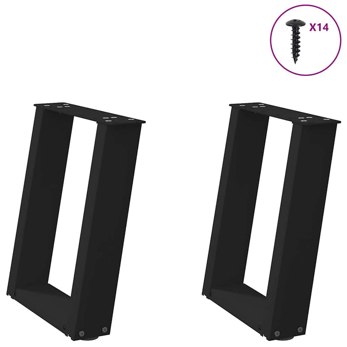 Picioare pentru măsuță de cafea în formă de U, 2 buc., negru, 38x(42-43) cm, oțel WALTI