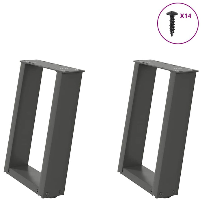 Picioare pentru măsuță de cafea în formă de U, 2 buc., antracit, 38x(42-43) cm, oțel WALTI