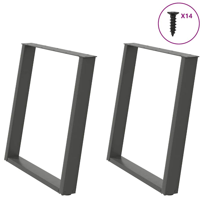 Picioare de masă în formă de U, 2 buc., antracit, 70x(72-73) cm, oțel - WALTI WALTI