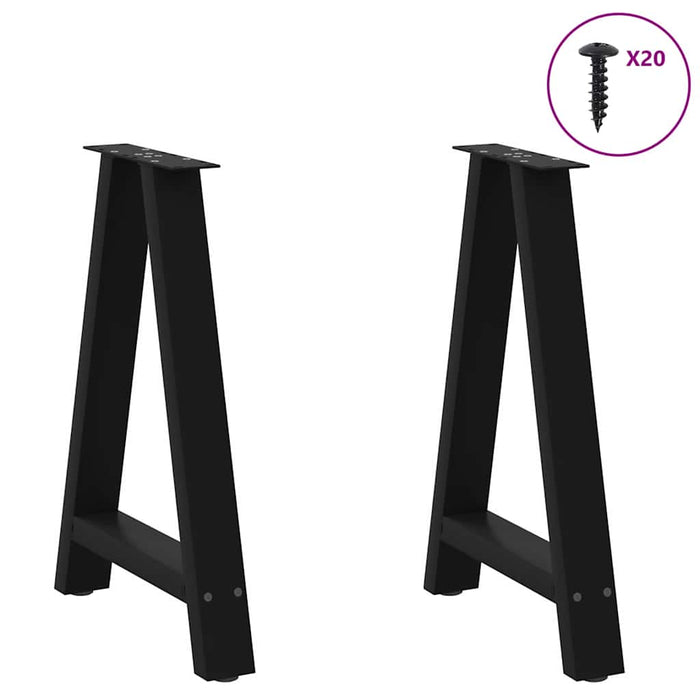 Picioare de masă în formă de A, 2 buc., negru, 60x(72-73) cm, oțel WALTI