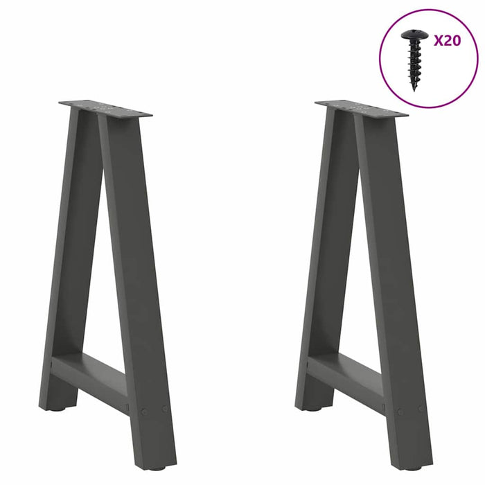 Picioare de masă în formă de A, 2 buc., antracit, 60x(72-73) cm, oțel WALTI